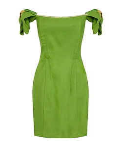 Elisabetta Franchi Off Shoulder Pleated Mini Dress