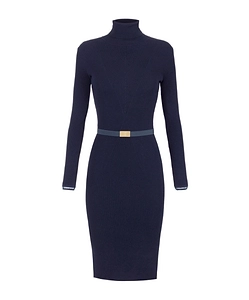 Elisabetta Franchi Belt Ribbed Knit Dress