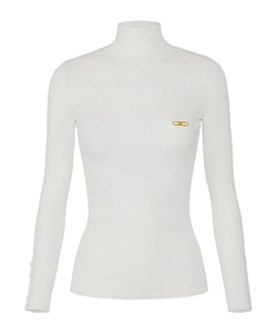 Elisabetta Franchi Breast Pocket Ribbed Knit Top