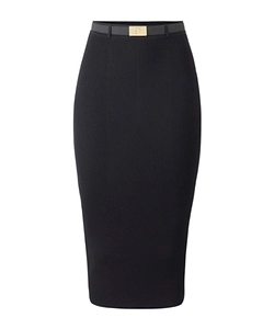 Elisabetta Franchi Belted Ribbed Knit Skirt