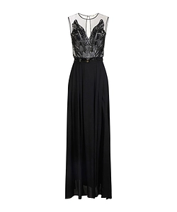 Elisabetta Franchi Embroidered Red Carpet Maxi Tulle Dress