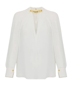 Elisabetta Franchi Jewel-Collar Long-Sleeve Top