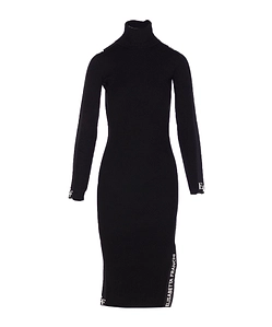 Elisabetta Franchi Logo Detailed Turtleneck Dress