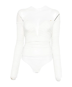 Draped Sweetheart-Neck Bodysuit