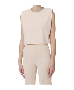Elisabetta Franchi Embellished Collar Sleeveless Top