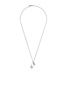 Safety Pin Pearl-Pendant Necklace