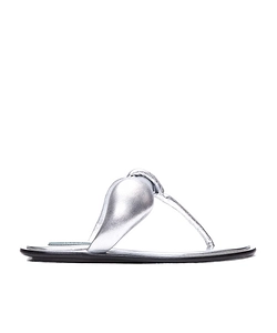 Metallic-Effect Thong Sandals