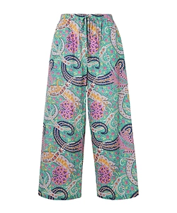 Paisley Print Wide-Leg Casual Pants