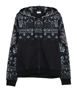 Paisley-Print Zip-Up Hoodie