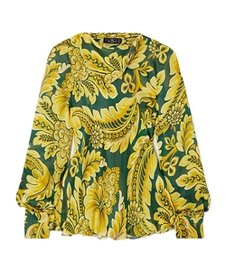 Peau D'ange Silk Blouse With Flower And Bee Motif