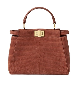 Sienna Brown Nubuck Crocodile Leather Bag