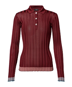 Ribbed-Knit Polo Sweater