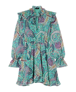 Ruffled Paisley Print Mini Dress
