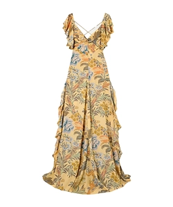 Ruffled Backless Floral Print Dress