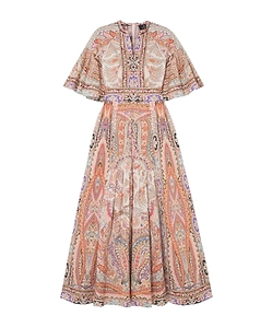 Ruffled Paisley Print Dress