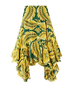 Silk Maxi Skirt With Flower And Bee Motif