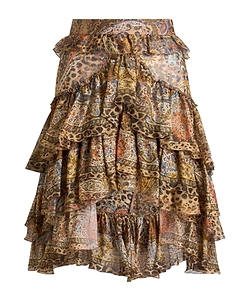 Etro Paisley-Printed Asymmetric Ruffled Skirt