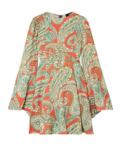 Stretch Sable Mini Dress With Paisley Motif