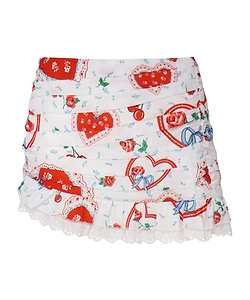 For Love & Lemons Heart Print Mini Skirt