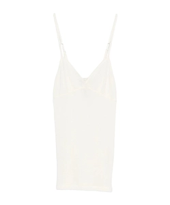 Embroidered Wool Ribbed Jersey Tank Top