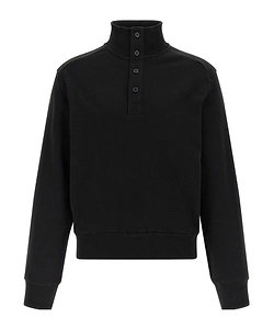 High-Neck Buttoned Sweatshirt