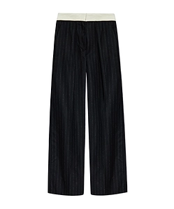 Pinstripe Wide-Leg Trousers