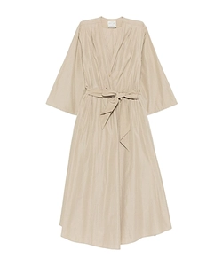 V-Neck Belted Midi Dress