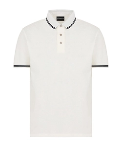 Emporio Armani Piped Collar Piqué Polo Shirt