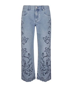 Ermanno Firenze Broderie Wide-Leg Jeans