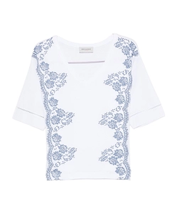 Ermanno Firenze Floral Embroidered V-Neck T-Shirt