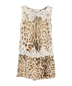 Ermanno Firenze Lace-Trimmed Animal-Print Dress