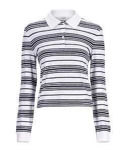 Long-Sleeved Striped Polo Shirt