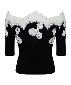 Ermanno Scervino Lace-Detailed Knitted Top