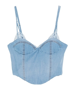 Ermanno Scervino Lace Trim Denim Bustier Top