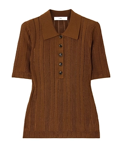Ribbed Knit Polo Shirt