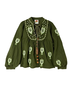 Farm Rio Embroidered Button Blouse