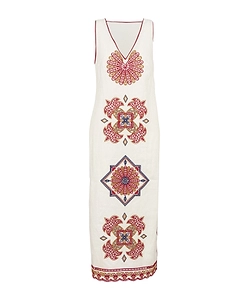 Farm Rio Embroidered Midi Dress
