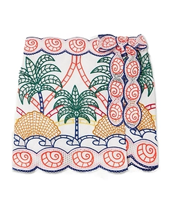 Farm Rio Embroidered Wrap Mini Skirt