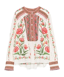 Farm Rio Floral Embroidered Shirt