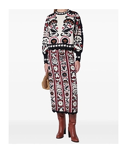 Farm Rio Jacquard Wrap Midi Skirt