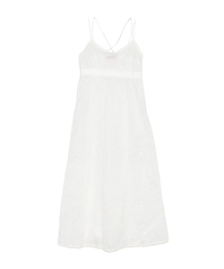 Flower-Embroidered Midi Dress