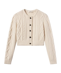 Frame Cable-Knit Button Cardigan