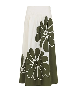 Farm Rio Floral Print Midi Skirt