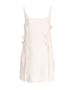 Floral-Appliqué Mini Dress