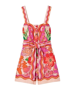 Floral-Print Tie-Front Playsuit