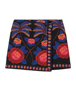 Living Bloom Floral-Print Cotton-Twill Mini Wrap Skirt