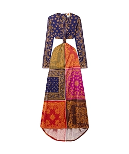 Knotted Cutout Printed Jersey Maxi Dress