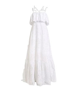 Broderie Anglaise Lace Long Dress With Paisleys And Hearts