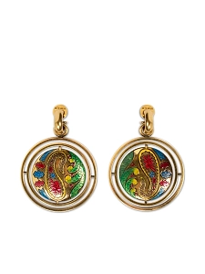 Drop Earrings With Paisley Button
