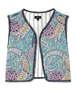 Embroidered Denim Vest